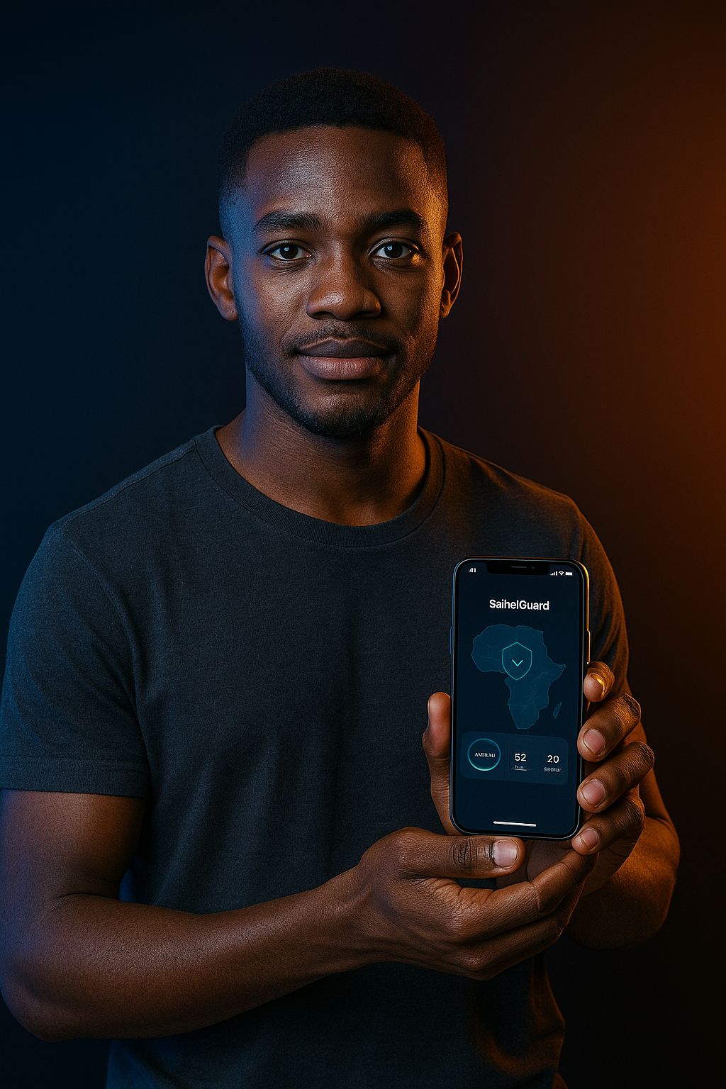 Famille africaine utilisant SahelGuard pour protéger ses appareils