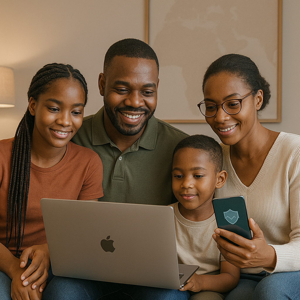 Client utilisant SahelGuard sur smartphone avec carte et tableau de bord
