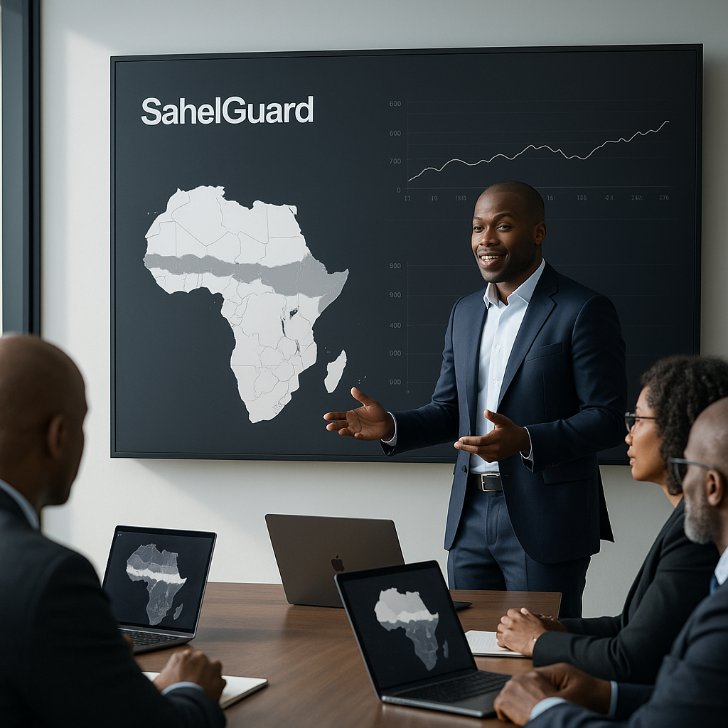 Boutique partenaire SahelGuard moderne avec écrans et clients